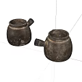 Two Ancient Earthenware Jugs With Spouts And Rustic Vintage Design 3d model