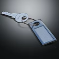 Hardware Tools Featuring Metal Key And Blank Key Tag On Dark Background 3d model