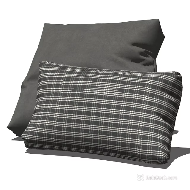 Gray and Black White Plaid Pillows for Cozy Home Decor Accent 3d model 