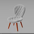 White Upholstered Chair With Diamond Tufted Design And Stylish Red Legs