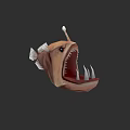 Deep Sea Anglerfish With Illuminated Lure Wide Open Mouth And Sharp Teeth