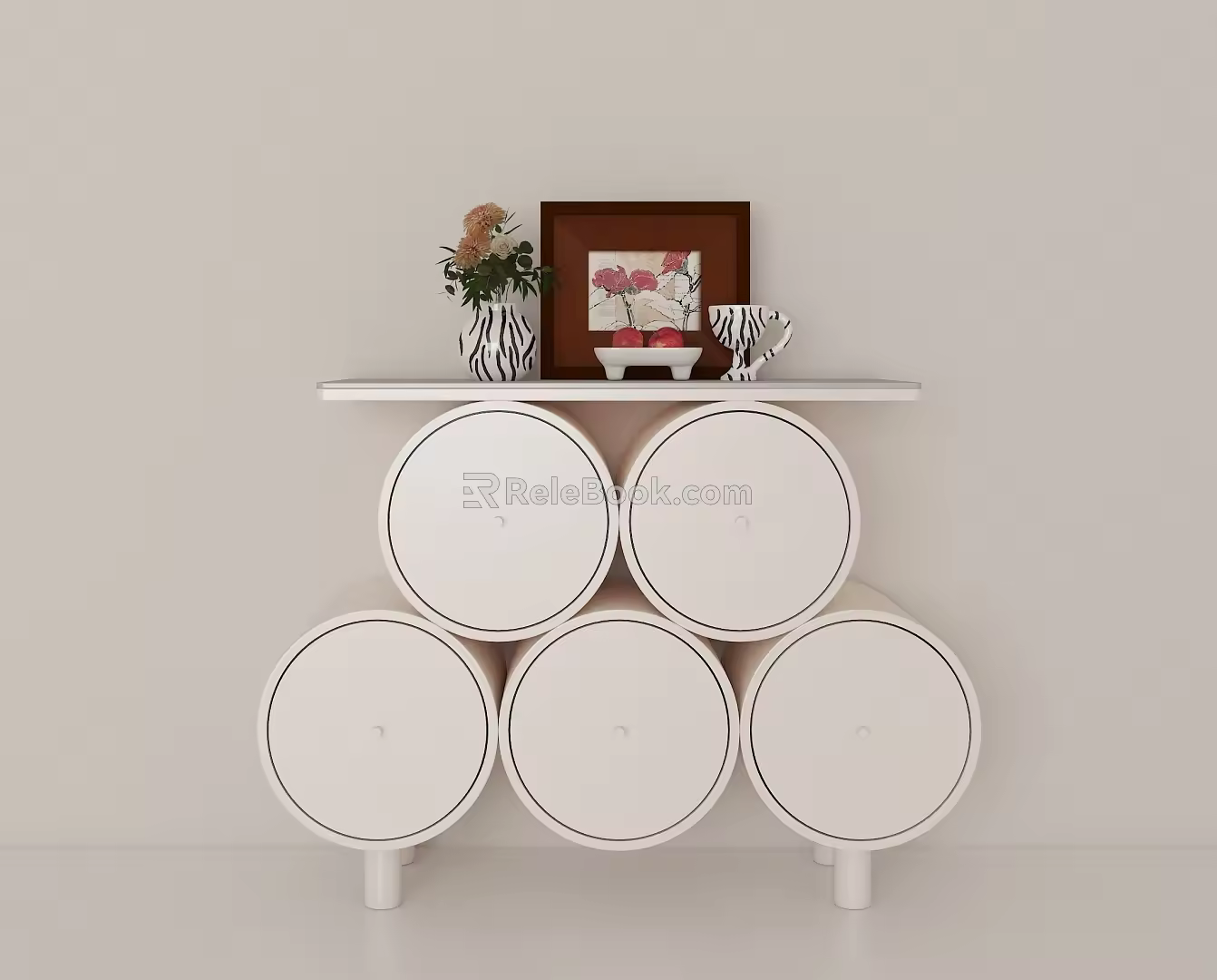 Modern Cream Style End View Cabinet 3d model