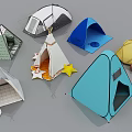 Colorful Tents In Various Styles Tepee And Dome Shapes With Star Decorations