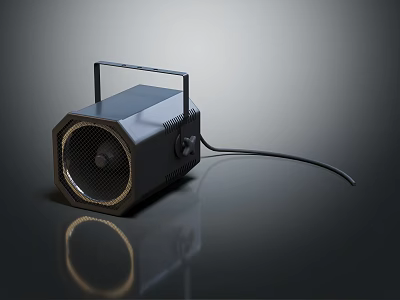 Modern Black Wired Audio Speaker With Portable Handle And Smooth Surface Reflection 3d model