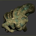 Ancient Bronze Sculpture Carving Of Standing Figure With Raised Arm Traditional Artwork