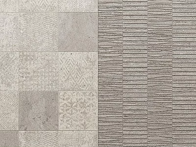 Gray Ceramic Floor Tiles With Various Textured Patterns For Modern Interior Flooring 3d model