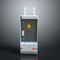 Industrial Electrical Device With Warning Symbol Plug Connectors And Orange Button