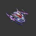 White Fox Game Movie Character With Red Accents Multiple Tails And Purple Pink Bow Flying
