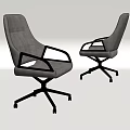 Modern Gray Fabric Office Chair With Black Frame And Five Pointed Wheels 3d model