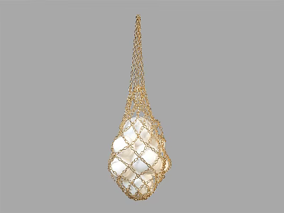 Elegant Golden Chandelier with Net Like Structure and Pearl Decorations for Home Decor 3d model