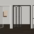 Modern Glass Folding Doors In Stylish Interior With White And Black Frames