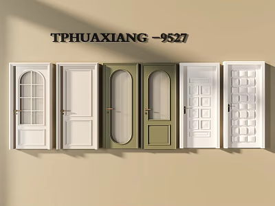 Hinged Doors with White Green Colors Various Glass and Solid Designs 3d model