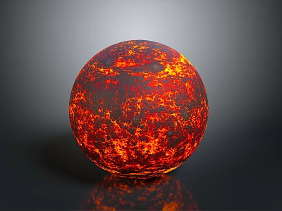 Glowing Red Orange Sphere With Lava Like Texture And Shiny Reflective Surface 3d model