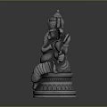 Silver Ganesha Statue In Sitting Posture With Detailed Design And Ornate Base