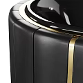 Sleek Black Bathtub With Gold Accents And Modern Bathroom Interior Design