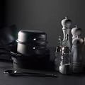 Modern Kitchen Cookware Collection With Pots Pans Spice Grinders And Spoon 3d model