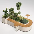 Modern Outdoor Leisure Chair with Wooden Seating Green Plants and Small Round Table