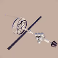 Satellite With Solar Panels Dish Antenna Spherical Modules And Thrusters