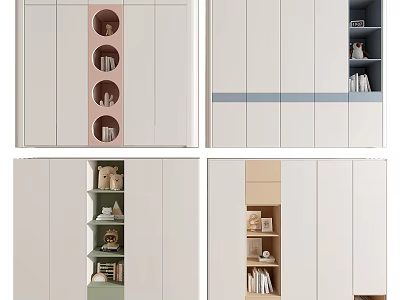 Modern Wardrobe Interior Design With Multiple Open Shelves And Decorative Compartments 3d model