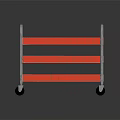 Red Three Tier Utility Cart With Metal Frame And Mobile Wheels