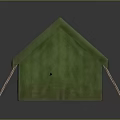 Green Medical Tent With White Cross Symbol And Supportive Poles Structure
