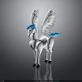 White Winged Horse With Blue Mane And Tail