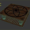 Ornate Square Decorative Platform With Reddish Brown Surface Atomic Symbol Petal Pattern And Triangular Corners 3d model