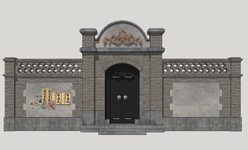 Hutong Gate Old Beijing Residence Gate Brick Gate Archway Gate 3d model