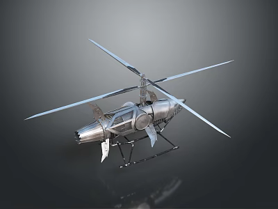 Metallic Helicopter Featuring Main Rotors Tail Rotor And Streamlined Body Design 3d model