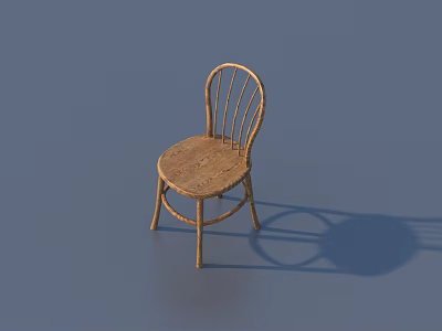 Wicker Single Chair With Curved Backrest And Simple Design On Blue Background 3d model