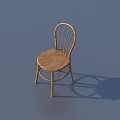 Wicker Single Chair With Curved Backrest And Simple Design On Blue Background 3d model