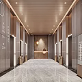 Modern Elevator Hallway Interior Design With Marble Walls And Digital 3d model