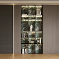 Modern Elegant Entryway Cabinet And Side Cabinet With Marble Texture Shelves And Decorative Items