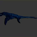 Blue Dragon Like Creature Game Movie Character With Glowing Eyes Scaled Body And Blue Aura