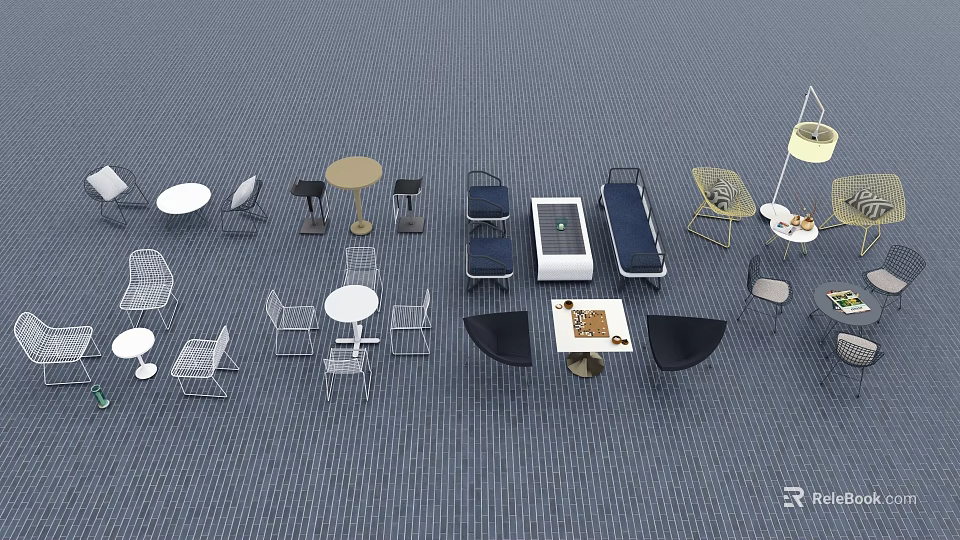 Modern Style Table And Chair Sets With Various Designs And Color Options 3d model