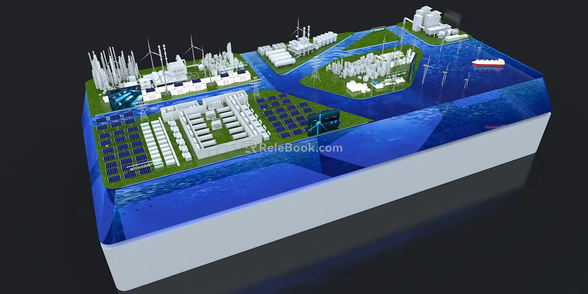 Offshore power generation sand table power generation device windmill energy power sand table digital sand table 3d model