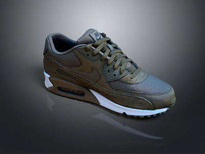 Nike Olive Green Air Max Sneakers Featuring Mesh Upper And White Sole 3d model