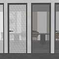 Modern Hinged Doors With Black Frames Textured Glass And Geometric Patterns 3d model