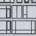 Casement Windows Multiple Styles With Black Frame White Glass And Various Sizes 3d model