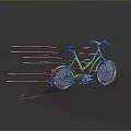 Yellow Bicycle With Dynamic Speed Lines On Gray Background And Reflection