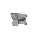 Modern Gray Single Sofa With Curved Backrest And Pleated Skirt Design 3d model