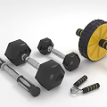 Home Gym Fitness Equipment Set Including Dumbbells Ab Roller And Hand Grips