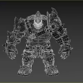 Green Muscular Fantasy Character And Fierce Spiked Metal Armor Creature With Chains