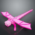Pink Pixelated Dragon Game Character With Glowing Wings And Detailed Body Design
