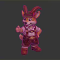 Cute Cartoon Goat Character Wearing Traditional Costume Green Hat Thumbs Up Gesture
