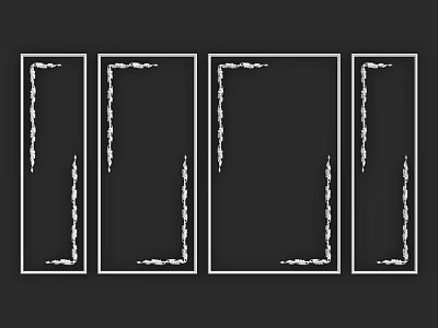 Four Frame Components With Black Background And White Hand Drawn Edges 3d model