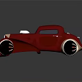 Red Vintage Car With Classic Design Rounded Body And Unique Headlights
