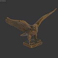 Brass Eagle Landscape Sculpture With Spread Wings Standing on Base
