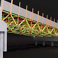 Bridge Structure Model Featuring Metal Framework Support Beams And Concrete Bases 3d model