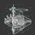 Game and Movie Character Design With Golden Accents Spikes Orb And Geometric Structure